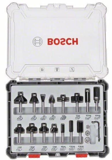 Bosch Pro Freze Seti 15 'li Karışık 6mm şaftlı