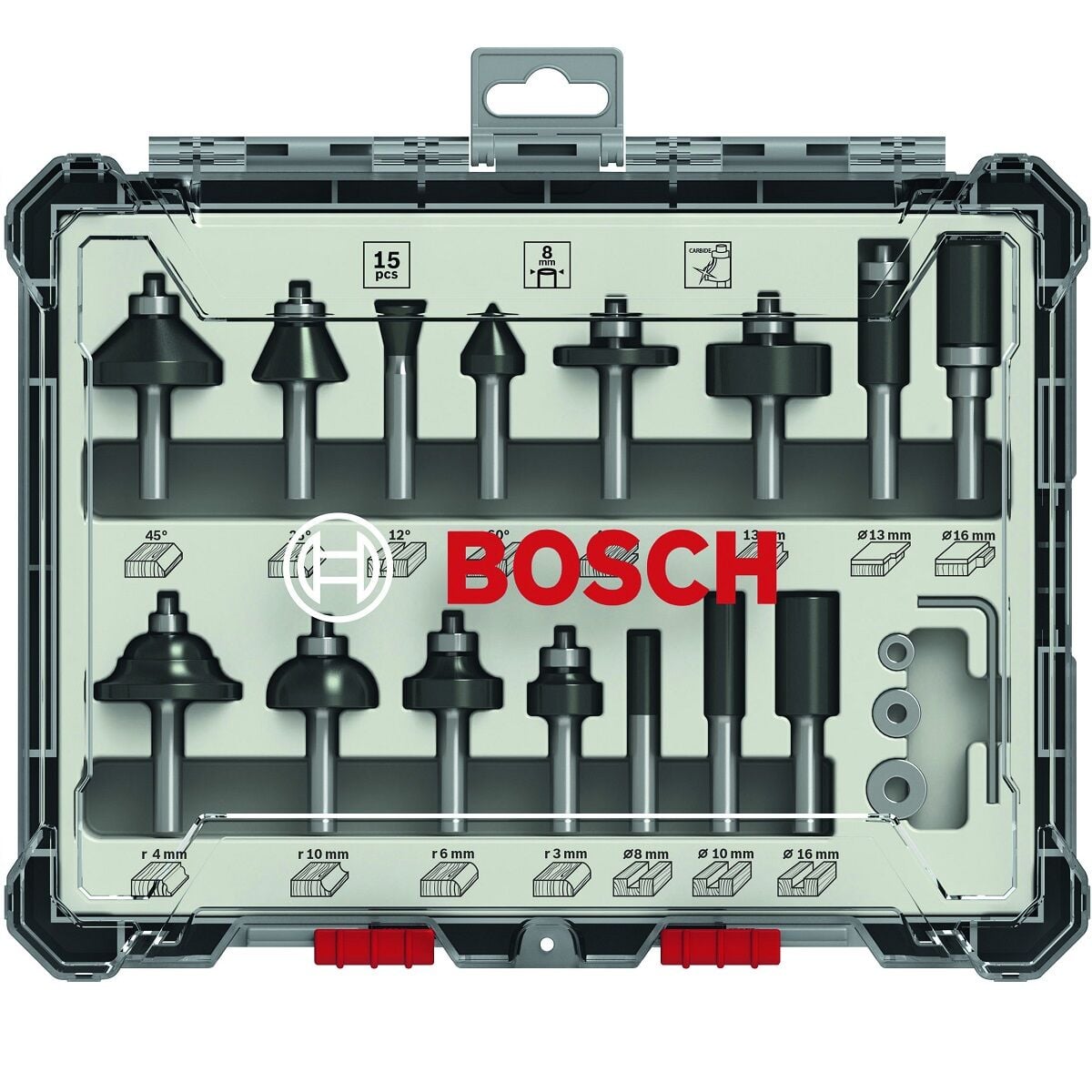 Bosch Freze Seti 15 Parça Karışık 8mm Pro 2607017472