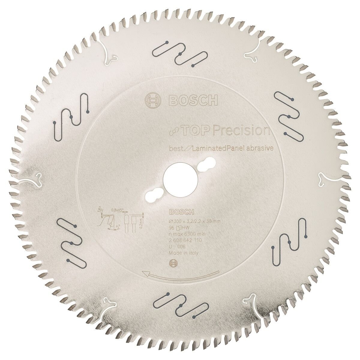 Bosch - Best Serisi Hassas Kesim Aşındırıcı Kaplamalı Lamine Panel için Daire Testere Bıçağı 300*30 mm 96 Diş 2608642110