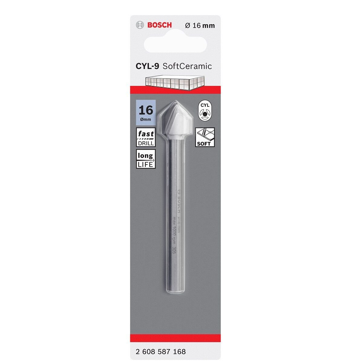 BOSCH CYL-9 SERAMİK MATKAP UCU 16X90 MM 2608587168