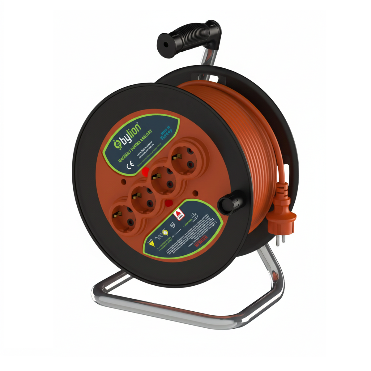 BYLION PMK-50315-F PLS BOBİN Ã˜280 IP20 F TYPE (SCHUKO) 3G1,5 50M TURUNCU KABLO