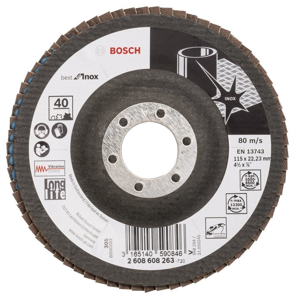 Bosch - 115 mm 40 Kum Best Serisi Inox Flap Disk 2608608263