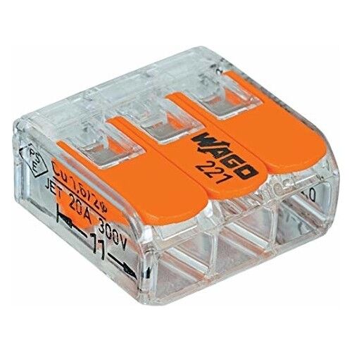 Wago 221-413 3'lü Çok Amaçlı Buat Klemensi 50'li