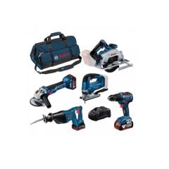 Bosch GSR 18V-55 + GWS 18V-10 + GKS 18V-57-2 + GSA 18V-LI + GST 18V-125 B Elektrikli El Aletleri Seti 0615990N39